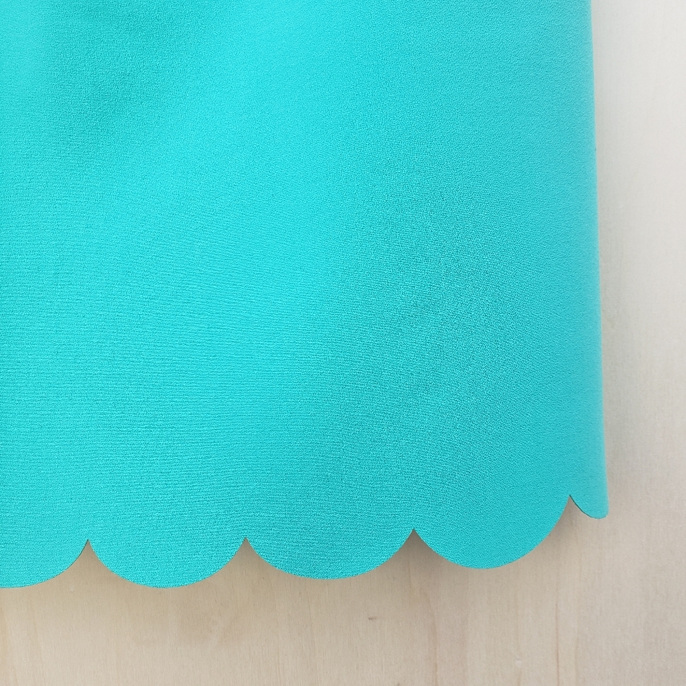 J. Crew Factory Sleeveless Scalloped Mini Dress in Aqua - Picture 6 of 9